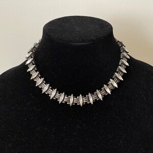 Dannijo clear rhinestone oxidized silver matte finish choker necklace